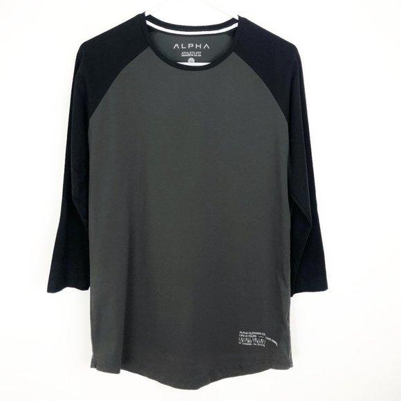 ALPHA raglan 3/4 sleeve raglan stamped tee green - Picture 4 of 7